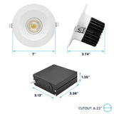 LUXRITE 6 Inch LED Recessed Light, Regressed Spotlight with Round White Interchangeable Trim, 22W, 1800LM, 5CCT 2700K–5000K, 60° Beam, Dimmable, Twist-N-Lock, CRI90, Wet & IC Rated, ETL (4 Pack)