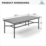 MFSTUDIO 9 Pcs Outdoor Dining Set, 82'' Metal Table & Swivel Mesh Chairs