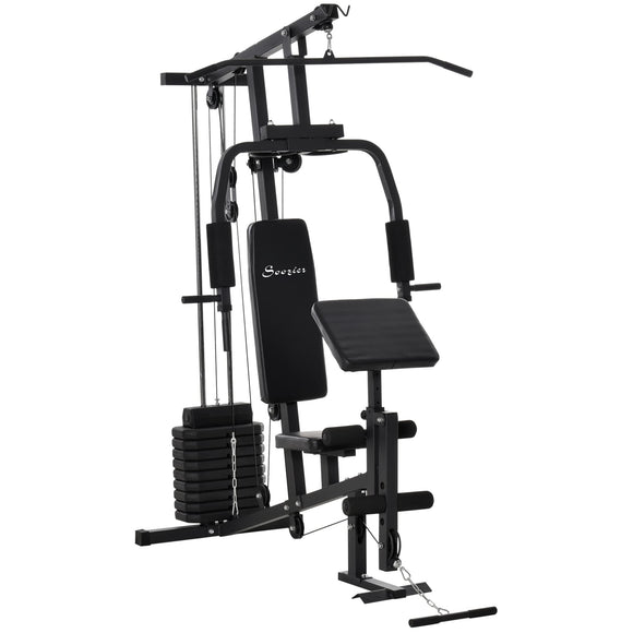 Soozier Multifunction Home Gym System, Workout Station with 99Lbs Weight Stack, for Full Body Exercise Soozier