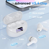 Wireless Earbuds, Bluetooth 5.4 Headphones HIFI Stereo/Crystal clear, White