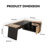 L Shape Executive Desk, Large Office Desk with Drawers & Shelves
