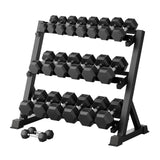 RITFIT Rubber Hex Dumbbells Set with Rack, 180-780LB Heavy-Duty Cast Iron Core, Knurled Chrome Handle, Space-Saving Storage Rack for Home Gym Strength Training