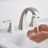 3-Hole Bathroom Sink Faucet - SR SUN RISE NSF Certified 8-inch Brushed Nickel Faucets with Pop-up Drain Assembly, 2 Handles, 2 Water Supply Lines, Widespread Sink Faucet for Vanity, RV, and Bathroom