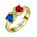 Oseew 14k white gold mothers ring mothers rings with 2 birthstones Customized 10k White gold 2 birthstone rings Personalized 14k White gold 2 birthstone rings