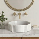 KES Bathroom Vessel Sink, 16 Inch Small Vessel Sink for Bathroom, Round Bowl Sink White Above Counter, RV Sink, Countertop Modern Sinks for Cabinet Lavatory Vanity Porcelain Ceramic, BVSC129