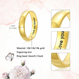 Oseew Customized Gold Band Ring 10k solid Gold For Women/Men Classic Womens Mens Gold Band 4mm Gold Wedding Band Ring Engagement Ring Birthday Gift