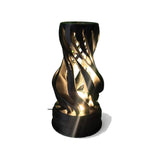MAKER 3D Twist Spiral Table Lamp in Black - Handmade 3D Printed Shadow Projection Night Light, Dimmable USB LED Bedside Accent Lamp for Bedroom, Nursery and Office Desk Decor