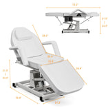 Paddie Electric Height Adjustable Tattoo Chair Spa Bed, Electric Lift Massage Table 3-Section Folding with Storage Pocket for Client/Esthetician/Artist, White