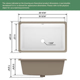 Couoko Undermout Bathroom Sink 21" x 13" Bathroom Vanity Sinks Undermount Rectangle White Ceramic Vanity Vessel Sinks with Overflow