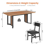 Itaar 5-Piece Dining Table Set for 4-6 People, 63" Extendable Kitchen Table and 4 Cushion Chairs