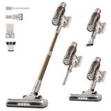 Cordless Vacuum Cleaner: Portable 6-in-1 Stick Vacuum with Anti-Tangle Brush, LED Headlight, Self-Standing, HD display, Rechargeable Vacuum for Pet Hair, Low-Pile Carpet and Hardwood Floor-Off White