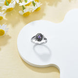 Oseew 2027 Graduation Class Ring for Women High School College (White Gold)
