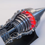 MechPuConToy Turbofan Engine Model Kit That Works, TRENT900 1/15 Functional Turbofan Aircraft Jet Engine Model with Red Simulated Flame Light - Finished Version (Electric Light Version)