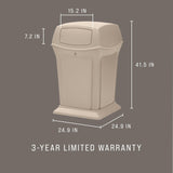 Rubbermaid Commercial Products Ranger Trash Can with 2 Door Lid
