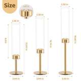 Gold Hurricane Candle Holders Set of 6, Tall Metal Windproof Glass Taper Candle Holder for Candlestick, Candle Sticks Decor, Table Centerpieces for Wedding, Candlelit Dinner Party Fireplace Decoration