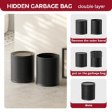 LEASYLIFE 10L/2.6GAL Black Bathroom Trash Can with Swing Lid,Bedroom Garbage can with lid, Small Trash Bin for Bathroom,Bedroom,Office,Living Room,Hotel,Bank