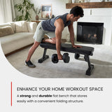 Finer Form Gym Quality Foldable Flat Bench for Multi-Purpose Weight Training and Ab Exercises - Free PDF Workout Chart Included FF Finer Form