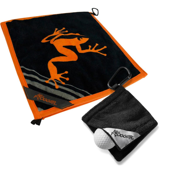 Frogger Amphibian Towels Bundle - Amphibian Towel & Golf Ball Towel Combination, Orange