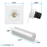 LUXRITE 2 Inch Trimless LED Recessed Lighting, 12W, 1100LM, 5CCT 2700K-5000K, 60° Beam Angle, Dimmable, Push-n-Lock Spotlight, CRI 90, Damp & IC Rated, Plaster Downlight, ETL (4 Count (Pack of 1))