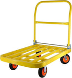 Carts with Wheels,Bright Yellow Heavy Duty Dolly Steel Push Truck Folding Flatbed Cart