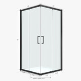 ENSO SENKA Corner Shower Enclosure 34" D X 34" W X72" H Shower Stall for Walk in showering, 1/4" Thick Clear SGCC Tempered Glass Sliding Shower Door, Matte Black (Shower Base Not Included)