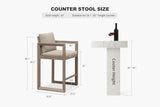 PURPLE LEAF Outdoor Counter Stool Set of 2 Modern Aluminum Stool, Khaki