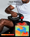 HEYCHY Massage Gun Deep Tissue with Heat Therapy, 12mm Amplitude Muscle Massager for Athletes, 5 Speeds & 4 Modes Massager Gun for Neck Back Shoulder Leg Pain Relief - Perfect for Men, Black