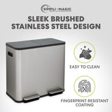 21 Gallon (80L) Dual Compartment Kitchen Trash Can - Hands-Free Step Pedal, Soft-Close Lid