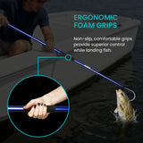 GAFFER SPORTFISHING Aluminum Fish Gaff Hook | Lightweight Fishing Pole with Sharp Stainless Steel Spear Hook | Ergonomic Foam Grips, Secure Lanyard | Saltwater & Freshwater Fishing Gaff | 54" Blue