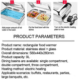 XAWSOP Electric Buffet Server Food Warmers for Parties Buffets Electric,Stainless Steel Buffet Server and Warming Tray,9L,Chafing Dish Buffet Set-Adjustable Temperature +,Gn 1/1