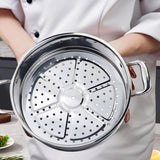 SOGA 3-Tier 11.8 in Heavy-Duty Stainless Steel Food Steamer – Stackable Vegetable & Seafood Steaming Pots with Glass Lid for Home, Restaurant & Kitchen Use