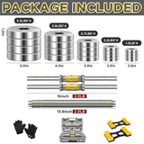 PHOEROS Adjustable Dumbbell Set - 44/66 LBS weights set, Dumbbell Barbell 3 in 1, Steel Dumbbells Pair with Connecting Rod for Adults Women Men Fitness Workout, Home Gym Exercise Training Equipment