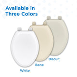 Gerber Elongated Toilet Seat with Cover, Soft Close, No Slam, Quick & Easy Install, Heavy-Duty Plastic, Adjustable Fit for Standard Elongated Toilets, Durable & Fade-Resistant, White G0099213
