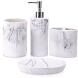 ZCCZ Bathroom Accessory Set, 4 Pcs Marble Look Bathroom Vanity Countertop Bathroom Décor Sets Accessories with Soap Dispenser, Toothbrush Holder Set, Tumbler, Soap Dish