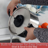 Stainless Steel Camping Kitchen Cookware Set - Frying Pan With Detachable Handle - Nesting Pots for Backpacking, Camp, and RV Cooking - 6 Piece Mess Kit - 1.5L Frypan, 1.5L Small Pot & 3.5L Medium Pot