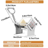 French Fry Cutter Stainless Steel Potato Cutter Commercial Vegetable Fruit Chopper with 1/2'', 3/8'', 1/4'' Blades Potato Dicer uyoyous