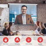 Manual Pull-Down Projector Screen - Universal 72-inch Roll-Down Retractable Manual Projection Screen w/ Auto-Locking Pyle