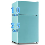 WANAI 3.5 Cu.Ft Mini Fridge with Freezer, Freestanding Refrigerator for Office, Dorm, Apartment, 7-Level Adjustable Thermostat, 2 Removable Shelves and Bakset, Small Fridge in Blue