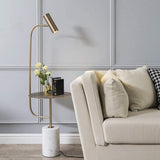POCHY Luxury Floor Lamp Floor Lamp with Shelves Modern Luxury Metal Standing Lamps Adjustable Shade Floor Light Marble Base Tall Lighting Easy use