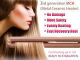 NITION Ceramic Tourmaline Hair Straighteners LCD Flat Iron MCH 10s Fast Heating Up. 1" 3D Floating Plate Healthy Smooth Home Straightening Tools. Travel Pouch. Dual Voltage. Elegant Gift Box
