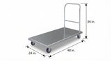 Stainless Steel Platform Cart. 24 in. Wide x 48 in. Long x 34 in. High. Push Dolly Flatbed Cart with Handle