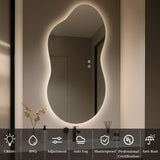 WallBeyond 46"x26" Asymmetrical LED Backlit Bathroom Mirror, Irregular Vanity Mirror with Lights for Modern Master Bathroom, Dimmable, Anti-Fog, Horizontal/Vertical Mount