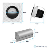 LUXRITE 4-Inch LED Trimless Recessed Spotlight with Black Wall Washer Trim Replacement 25W, 2000LM, 5CCT, 38° Beam Angle, Dimmable, Push-n-Lock, CRI90, Damp & IC Rated, ETL White + Black (4 Pack)