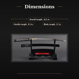 Damascus Geometric Wakizashi, 1045 Carbon Steel Hand Forged Full Tang Sword