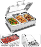 XAWSOP Electric Buffet Server Food Warmers for Parties Buffets Electric,Stainless Steel Buffet Server and Warming Tray,9L,Chafing Dish Buffet Set-Adjustable Temperature +,Gn 1/1