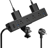 Jgstkcity Desk Clamp Power Strip 40W USB C,8 Outlets,8 USB,6FT,Black