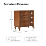 HULALA HOME Traditional Side Tables with 3 Drawers, Tall Side Table with Curved Front Profle Desgin, Charging Station, Solid Wood Legs, Set of 2, Walnut