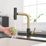 GIMILI Black and Gold Touchless Kitchen Faucet with Pull Down Sprayer, 15” Hight Single Hole Handle Kitchen Sink Faucets