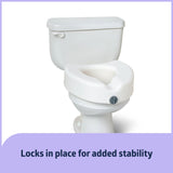 Medline 5" Raised Toilet Seat with Lock, No Arms, White, 400 lb Capacity - Easy Installation - Elderly & Disabled Bathroom Aid