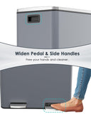 Dual Trash Can, Stainless Steel Kitchen Garbage Can, Double Compartment Classified Rubbish Bin